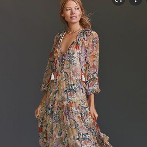 Anthropologie Floral Tiered Maxi, S